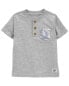 Toddler 2-Piece Henley Pocket Tee & Chambray Drawstring Shorts Set 2T