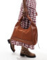 River Island whipstitch slouch bag in brown - фото #3