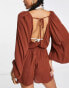 Фото #4 товара ASOS DESIGN Fuller Bust floaty plunge crinkle playsuit in rust