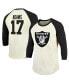 Фото #3 товара Men's Threads Davante Adams Cream, Black Las Vegas Raiders Player Name & Number Raglan 3/4-Sleeve T-shirt
