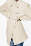 Двубортное пальто из смесовой шерсти с высоким воротником ZARA