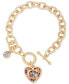 ფოტო #1 პროდუქტის Gold-Tone Rainbow Pavé Logo Heart Link Bracelet