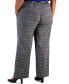 Фото #2 товара Plus Size Plaid Pull-On Straight-Leg Pants