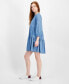 ფოტო #3 პროდუქტის Women's Split-Neck Tiered Mini Dress