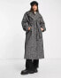 ASOS DESIGN Tall smart herringbone belted coat in black and white