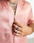 Фото #2 товара ASOS DESIGN satin shirt with deep revere in dusty pink