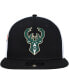 Бейсболка New Era мужская черная с поп-панелями Milwaukee Bucks 9FIFTY Snapback Hat Черный - фото #3