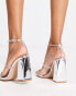 Simmi London Wide Fit Inez block heel embellished sandals in silver