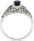 Onyx & Marcasite (1/3 ct. t.w.) Lattice Ring in Sterling Silver