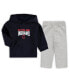 Фото #1 товара Костюм для малышей OuterStuff набор толстовка и брюки для малышей Cleveland Indians - темно-синий, серый, флис