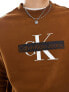 Фото #5 товара Calvin Klein Jeans monogram logo stencil crew neck sweatshirt in brown