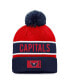 Фото #1 товара Men's Navy, Red Washington Capitals Authentic Pro Rink Cuffed Knit Hat with Pom