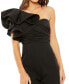 ფოტო #4 პროდუქტის Women's One Shoulder Ruffle Detail Flare Pant Jumpsuit