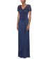 ფოტო #3 პროდუქტის Women's Sequined Mesh-Sleeve Gown