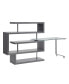 Raceloma Writing Desk with Shelf, Clear Glass