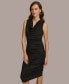 ფოტო #4 პროდუქტის Donna Karan Women's Cowl-Neck Ruched Midi Dress