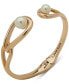 Gold-Tone Link & Imitation Pearl Cuff Bracelet