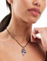 ASOS DESIGN necklace with molten pendant and cord detail in silver tone