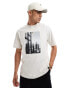 Pull&bear contemporary art front printed t-shirt in ecru