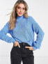 Фото #1 товара In The Style exclusive knitted high neck bobble detail jumper in blue