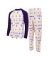 Men's White, Purple Minnesota Vikings Tinsel Raglan Long Sleeve T-shirt and Pants Sleep Set