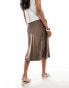 & Other Stories satin slip midi skirt in mole