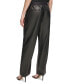 Фото #3 товара Women's Logo-Waist Faux Leather Pull-On Pants