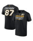 Фото #1 товара Men's Sidney Crosby Black Pittsburgh Penguins Authentic Pro Prime Name and Number T-shirt