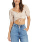 Фото #3 товара Легкая блузка Roxy Juniors' Flirty Walk Ruched Puff Sleeve Crop Top