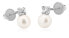 Delicate white gold earrings with real pearl and zircons 14/820.481/17ZIR