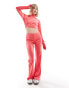 Adidas Originals velvet flared trousers in bright pink Розовый, S - фото #2