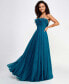Фото #3 товара Juniors' Flower-Neck Ruched Strapless Ballgown
