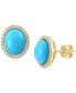 ფოტო #2 პროდუქტის EFFY® Turquoise & Diamond (3/8 ct. t.w.) Oval Stud Earrings in 14k Gold