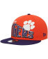 ფოტო #2 პროდუქტის Men's Orange Clemson Tigers Two-Tone Vintage-Like Wave 9FIFTY Snapback Hat