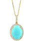 ფოტო #1 პროდუქტის EFFY® Turquoise & Diamond (1/2 ct .t.w.) Halo 18" Pendant Necklace in 14k Gold