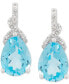 ფოტო #1 პროდუქტის Swiss Blue Topaz (2-3/8 ct. t.w.) & Diamond (1/20 ct. t.w.) Pear Stud Earrings in 14k White Gold