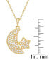 ფოტო #2 პროდუქტის Cubic Zirconia Star and Moon Pendant 18" Gold Plate Necklace