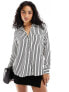 Фото #1 товара River Island striped satin shirt in black and white