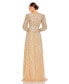 Women's Sequined Wrap Over Bishop Sleeve Gown