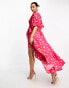 Something New wrap maxi dress in pink butterfly print