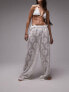 Topshop lace wide leg beach trousers in white