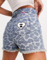 Apee by A Bathing Ape printed denim shorts in blue BLAU, XS - фото #3