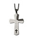 ფოტო #1 პროდუქტის Black IP-plated Lord's Prayer Cross Pendant Curb Chain Necklace
