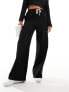 Фото #7 товара In The Style contrast drawstring waist wide leg side stripe trousers co-ord in black