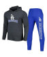 Men's Heather Royal and Heather Charcoal Los Angeles Dodgers Meter Hoodie and Joggers Set