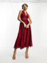 Фото #1 товара ASOS DESIGN lace collar midi dress with open back detail in wine