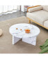 Фото #1 товара White MDF Circular Coffee Table - 31.4" Modern Center Table