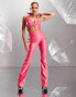 Фото #1 товара ASYOU buckle detail PU flare trouser co-ord in pink