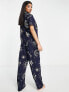 Фото #2 товара ASOS DESIGN modal horoscope shirt & trouser pyjama set in navy