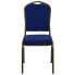 Фото #3 товара Hercules Series Crown Back Stacking Banquet Chair In Navy Blue Patterned Fabric - Gold Vein Frame
